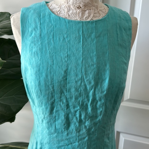 Ralph Lauren Dress, Linen, Turquoise, Size 6, Drop Waist - Picture 2 of 9